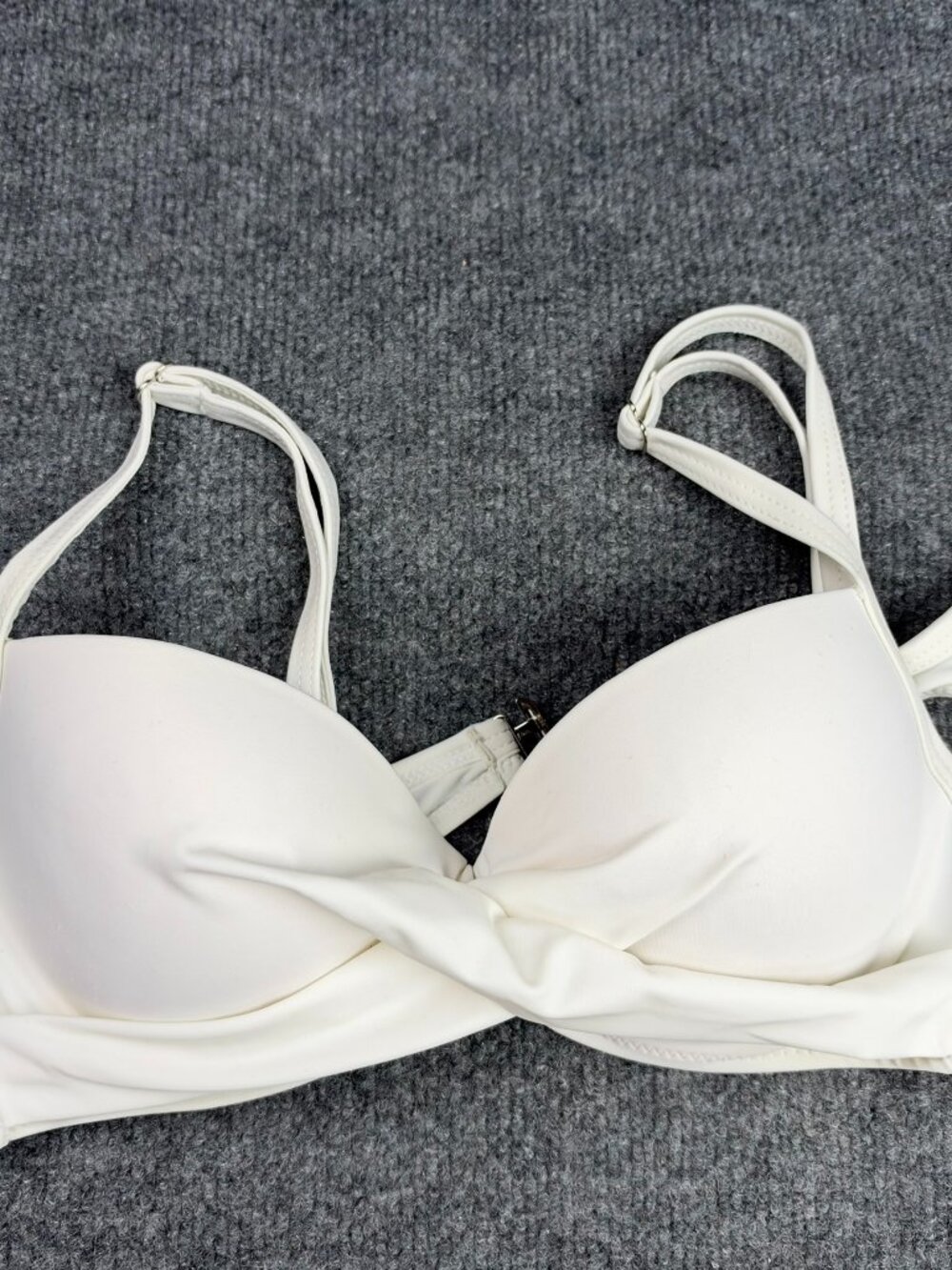 ROMWE Womens Medium White Twist Front Underwire Bikini Top Swim Bra Double Strap